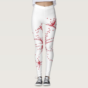punt Orangy Red, Cyaan en Magenta Leggings