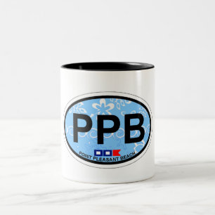 Punt Pleasant Beach. Tweekleurige Koffiemok