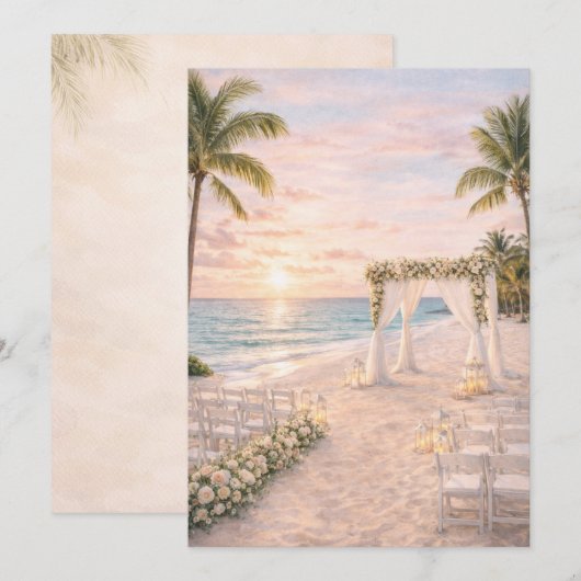 Punta Cana Beach Wedding Invitation | Editable (Devant / Derrière)