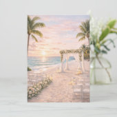 Punta Cana Beach Wedding Invitation | Editable  Kaart (Staand voorkant)