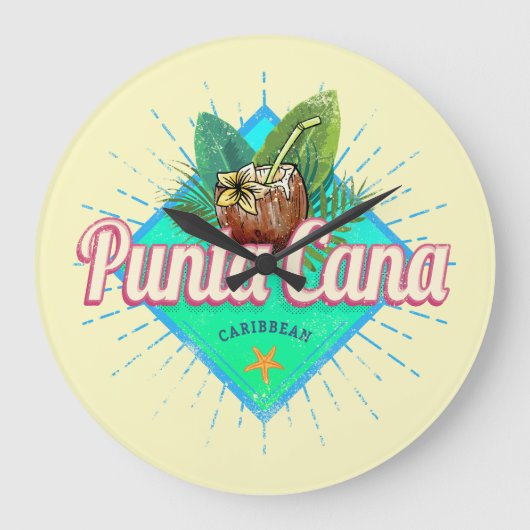 Punta Cana Caribische Dominicaanse Republiek Retro Grote Klok (Voorkant)