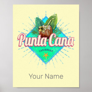 Punta Cana Caribische Dominicaanse Republiek Retro Poster