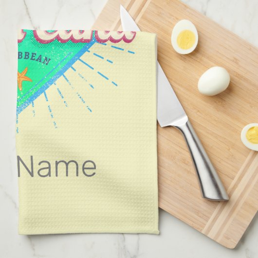 Punta Cana Caribische Dominicaanse Republiek Retro Theedoek (Quarter Fold)