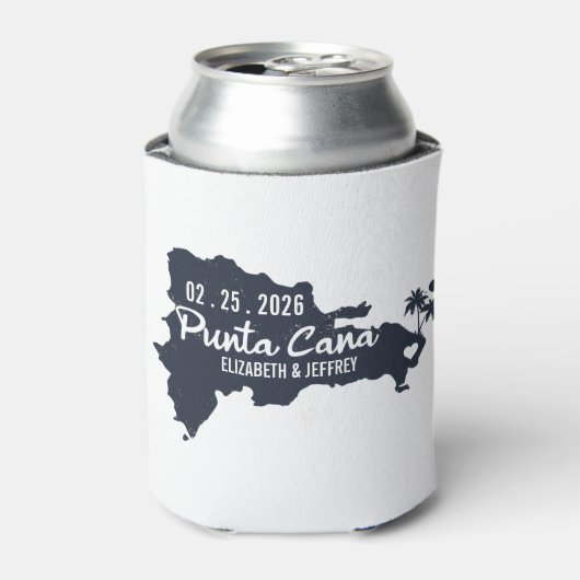 Punta Cana Custom Navy Bruiloft Minimalistische ka Blikjeskoeler (Blikje Voorkant)