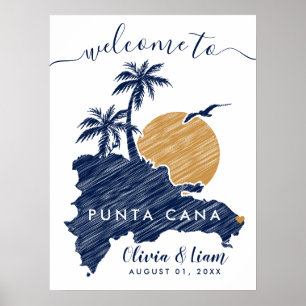 Punta Cana Custom Navy Minimalistische kaart Bruil Poster