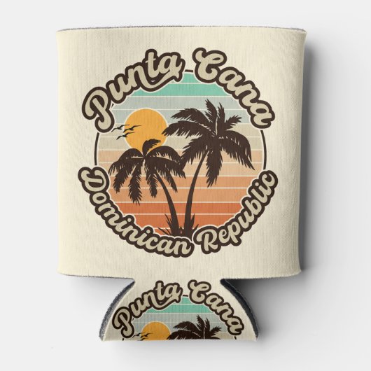Punta Cana Dominicaanse Palmboom Retro Zonsonderga Blikjeskoeler (Voorkant)