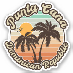Punta Cana Dominicaanse Palmboom Retro Zonsonderga Sticker