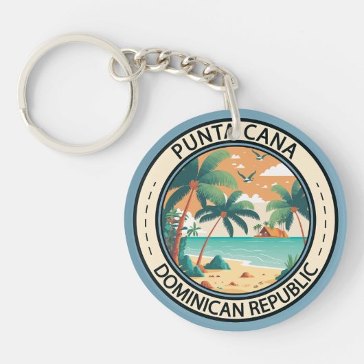 Punta Cana Dominicaanse Republiek Hut Badge Sleutelhanger (Voorkant)