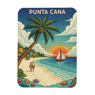 Punta Cana Dominicaanse Republiek Vintage Landscha Magneet