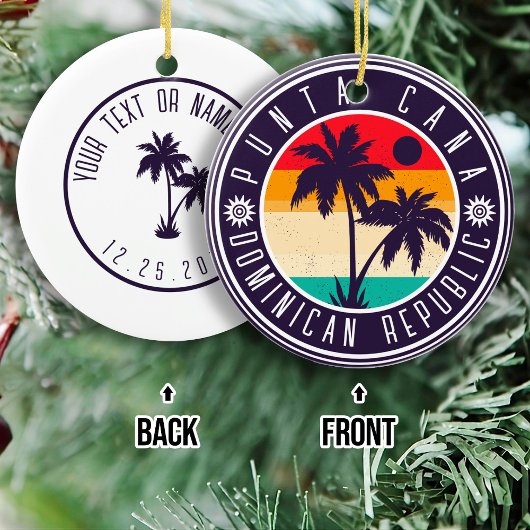 Punta Cana Dominicaanse Retro Palm Trees Familie Keramisch Ornament