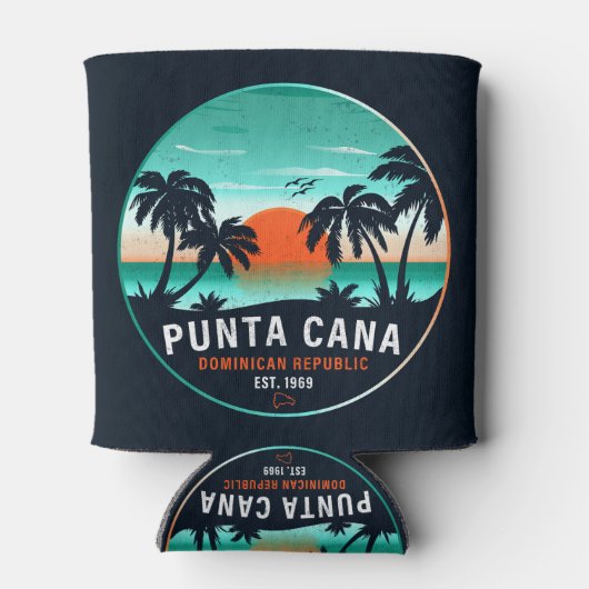 Punta Cana Dominicaanse Retro Sunset Souvenir 80s Blikjeskoeler (Achterkant)