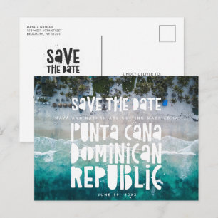 Punta Cana Dominican Beach Wedding Save the Date Aankondigingskaart