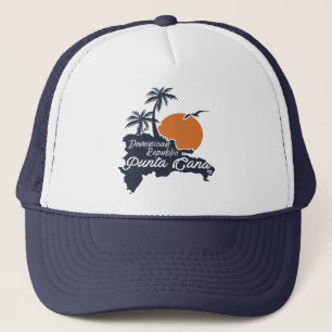 Punta Cana Dominican Map Navy Retro Sunset Trucker Pet