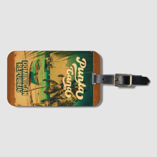 Punta Cana Dominican Palm Tree Beach  Bagagelabel (Voorkant (horizontaal))