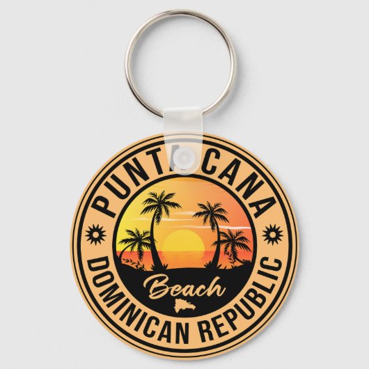 Punta Cana Dominican Palm Tree Beach  Sleutelhanger (Voorkant)