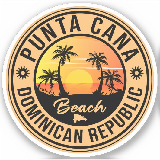 Punta Cana Dominican Palm Tree Beach  Sticker (Voorkant)