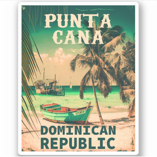 Punta Cana Dominican Palm Tree Beach Sticker (Voorkant)