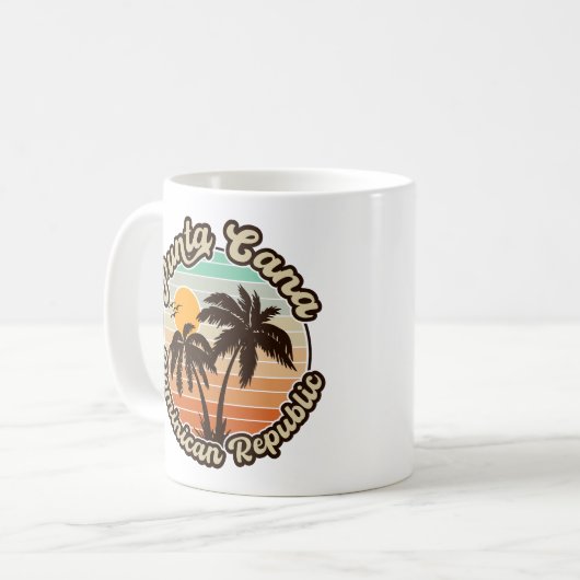 Punta Cana Dominican Palm Tree Retro Sunset 60 s Koffiemok (Voorkant links)