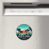 Punta Cana Dominican Palm Tree Retro Sunset 60 s Magneet (Insitu (Vaatwasser))