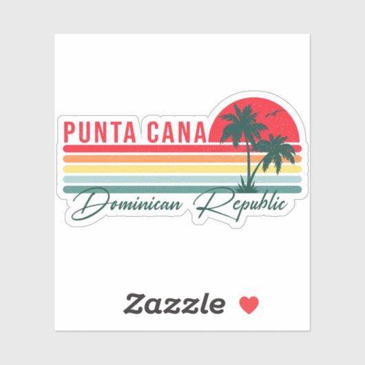 Punta Cana Dominican Palm Tree Retro Sunset 60 s Sticker (Vel)