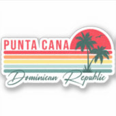 Punta Cana Dominican Palm Tree Retro Sunset 60 s Sticker (Voorkant)