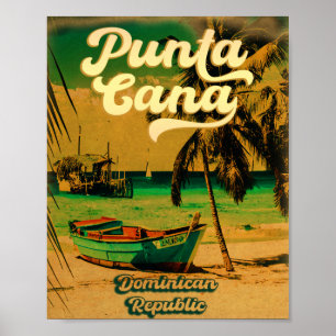 Punta Cana Dominican Palm Tree Retro Sunset Poster