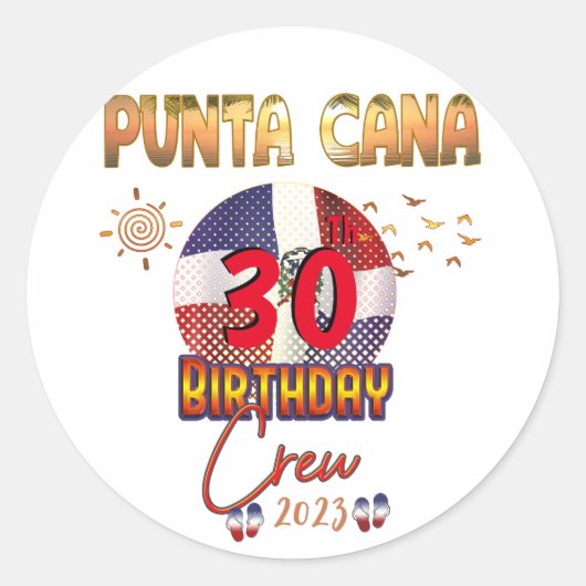 Punta Cana Dominican Republic Birthday  Ronde Sticker (Voorkant)