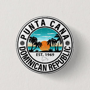 Punta Cana Dominican Republic Family Souvenir 80 s Ronde Button 3,2 Cm