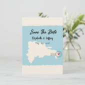 Punta Cana Dominican Republic Map Save the Date Kaart (Staand voorkant)
