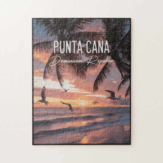 Punta Cana DR Retro Seagull Souvenir tropical Legpuzzel (Verticaal)