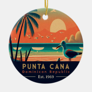 Punta Cana DR Retro Sunset Souvenirs jaren 60 Keramisch Ornament