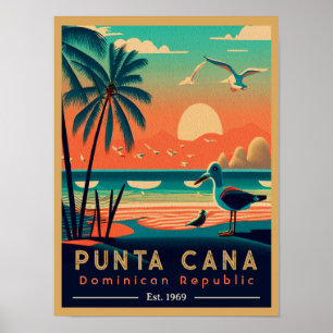 Punta Cana DR Retro Sunset Souvenirs jaren 60 Poster