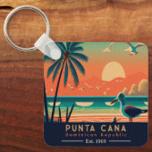 Punta Cana DR Retro Sunset Souvenirs jaren 60 Sleutelhanger (Voorkant)