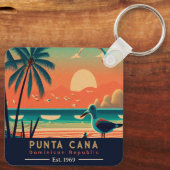 Punta Cana DR Retro Sunset Souvenirs jaren 60 Sleutelhanger (Achterkant)