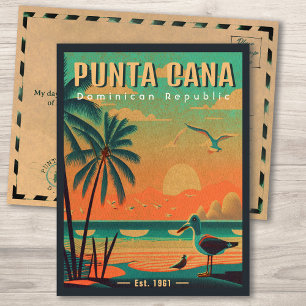 Punta Cana DR Retro Zeemeeuw Souvenir jaren 50 Briefkaart