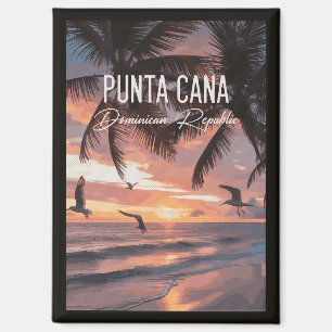 Punta Cana DR Retro Zeemeeuw Tropisch Souvenir Magneet