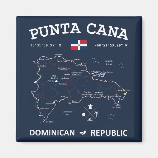 Punta Cana Map Magneet (Voorkant)