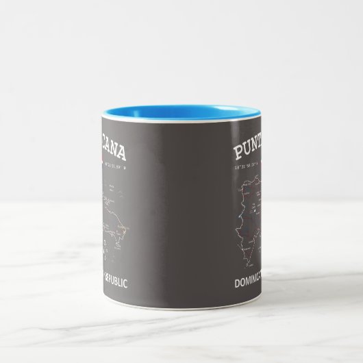 Punta Cana Map Two-Tone Coffee Mok (Center)