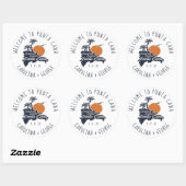 Punta Cana Navy Retro Sunset Custom Wedding Ronde Sticker (Vel)