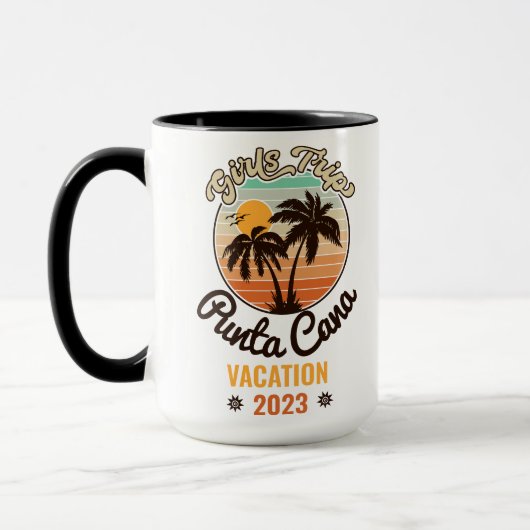 Punta Cana personaliseren Vakantie 2023 Retro 60s Mok (Links)