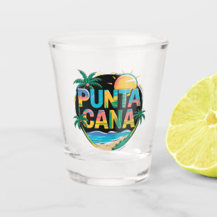 Punta Cana Sunset Kleurrijke Travel Art Embleem Shot Glas