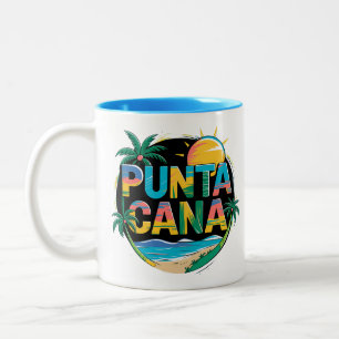 Punta Cana Sunset Kleurrijke Travel Art Embleem Tweekleurige Koffiemok