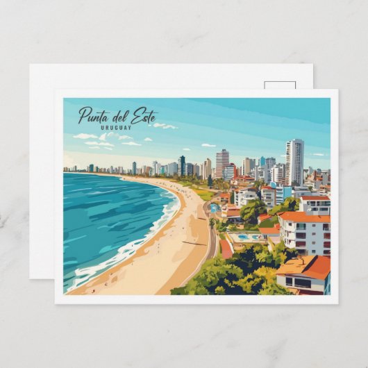 Punta del Este Uruguay Illustratie Reizen Briefkaart (Voorkant / Achterkant)