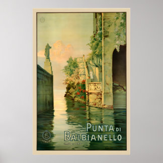 Punta di Balbianello Meer van Como Italië Vintage Poster