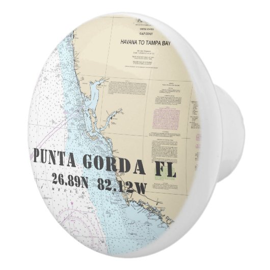 Punta Gorda Florida Authentic Nautical Chart Keramische Knop (Rechts)