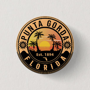 Punta Gorda Florida Retro Sunset Souvenirs Ronde Button 3,2 Cm