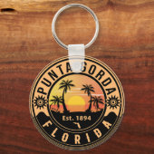 Punta Gorda Florida Retro Sunset Souvenirs Sleutelhanger (Voorkant)