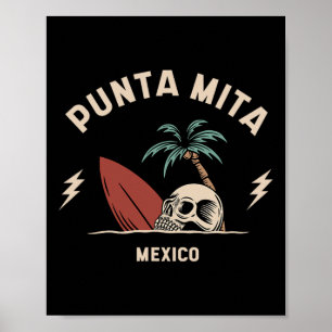 Punta Mita Mexico Vintage Surfen Skelet Schedel Poster
