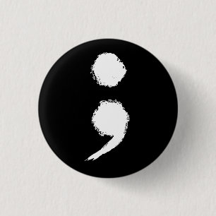 Puntkomma symbool Maand van de geestelijke gezondh Ronde Button 3,2 Cm