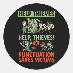Puntuele Saves Slachtoffers Grappige Grammatica En Ronde Sticker